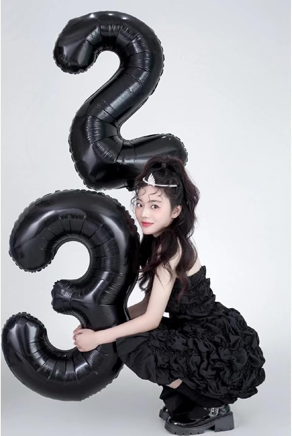 40 Inch Number 3 Balloon, Three Black Happy Birthday Balloons for Girls Boys Babies, Number Balloons for 3 13 23 30 Wedding Bridal Shower Anniversaries Party