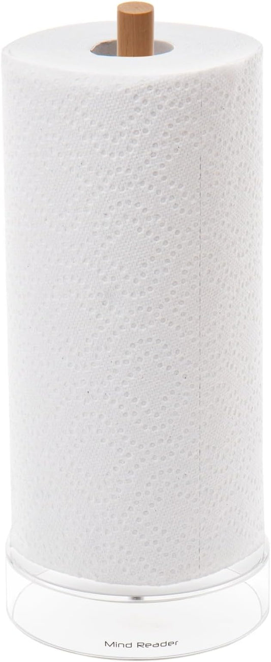 Mind Reader Paper Towel Holder, Kichen Storage, Countertop Organizer, Caddy, Kitchen, Acrylic, 6"L x 6"W x 14.65"H, Brown