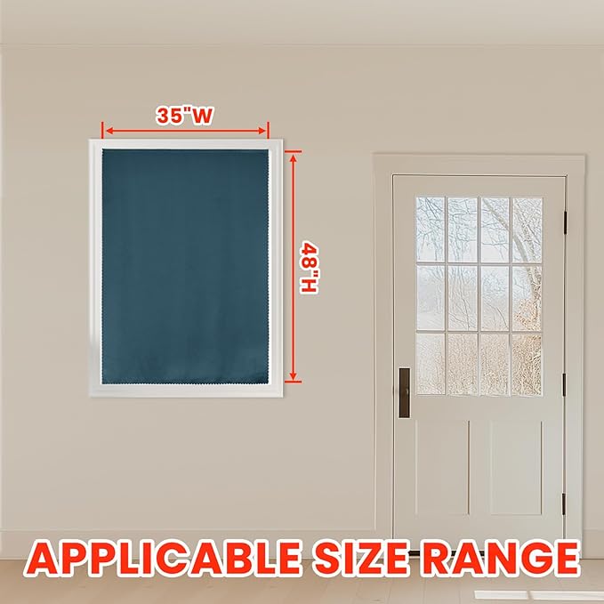 AJAZZ self Adhesive Portable 100% Blackout Curtains Simple and Easy to installBedroom Window Thermal Lnsulated Kitchen Room Darkening Black Small Drapes 1-Pack
