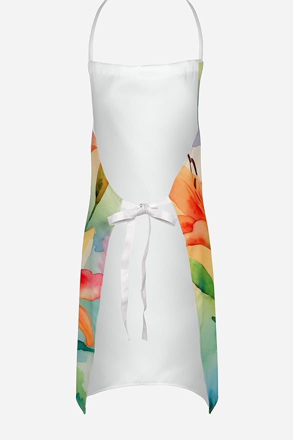 Caroline's Treasures Lilies in Watercolor Apron Cooking Kitchen Server Baking Crafts Gardening for Adult Women Men, Unisex, Large, Multicolor