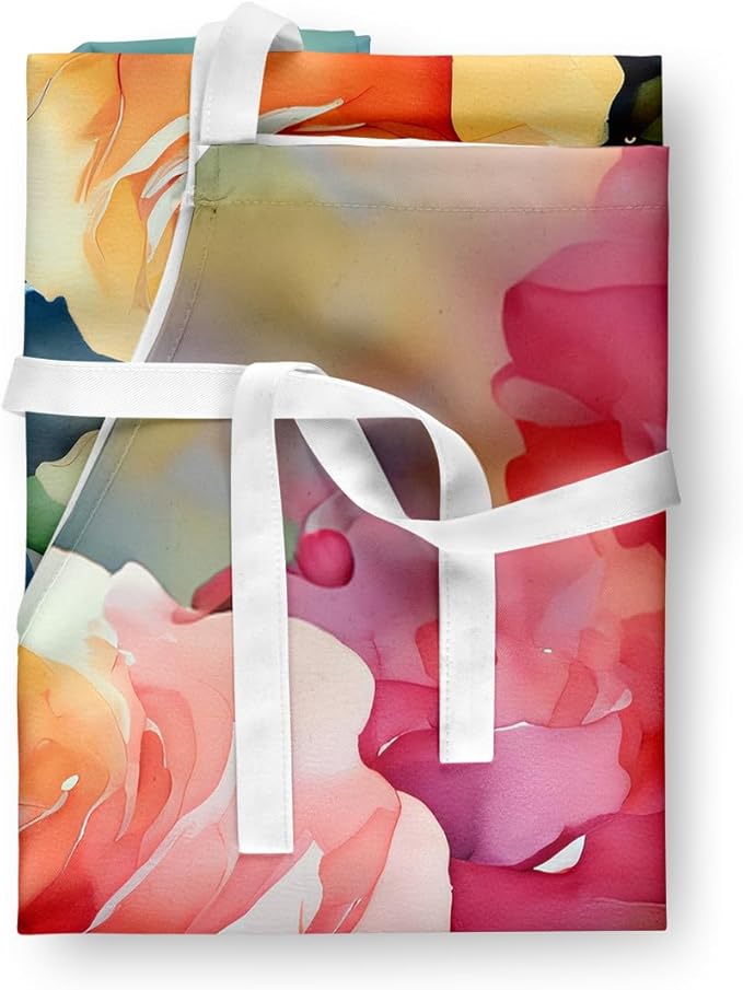 Caroline's Treasures Roses in Watercolor Apron Cooking Kitchen Server Baking Crafts Gardening for Adult Women Men, Unisex, Large, Multicolor