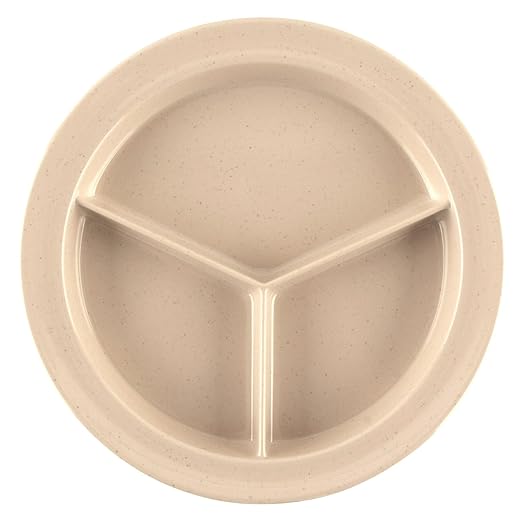 G.E.T. CP-530-S Supermel Collection, Brown 9" 3-Compartment Melamine Plates (Qty, 12)