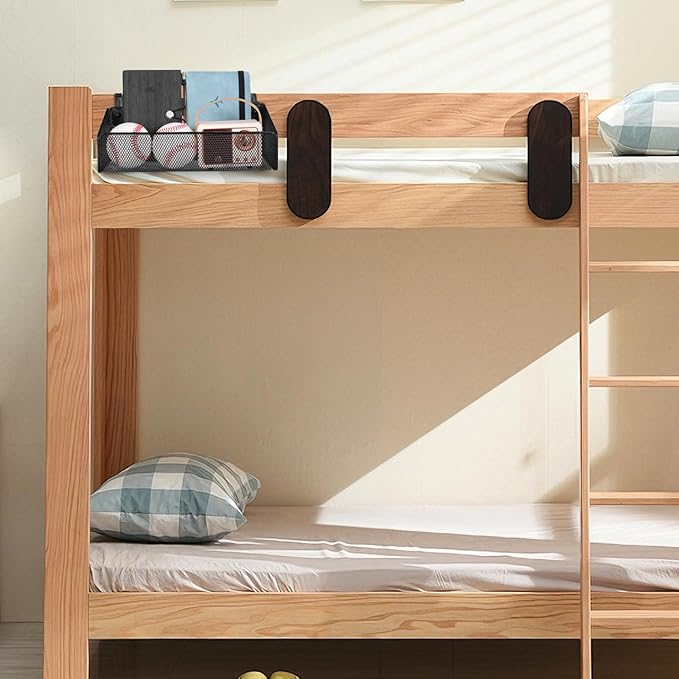PartyKindom Hanging Bed Organizer, Metal Wire Bedside Caddy with Removable Hooks, 2-Tier Bunk Bed Storage Basket Shelf for Phone, Books & Dorm Room Essentials, Nightstand Alternative (Black)