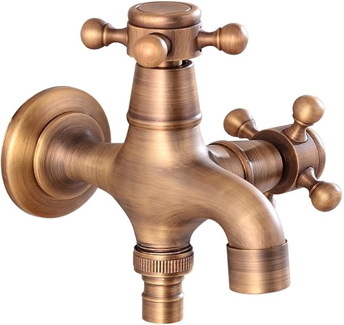 LESANGBAIHUODIAN Wall Mounted Faucet Brass Single Cold Sink Tap Vintage Water Tap Fit for Bathroom Washing Machine Sink Mop Pool Outdoor Garden (Color : Standard S)