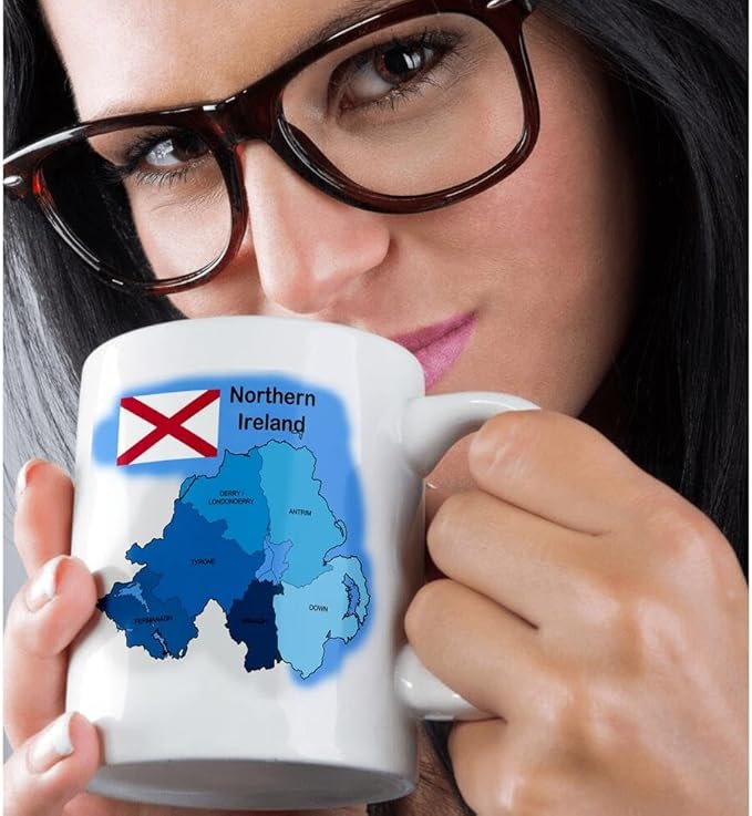 3dRose The flag and map of Northern Ireland with each county colored labeled 11oz Mug
