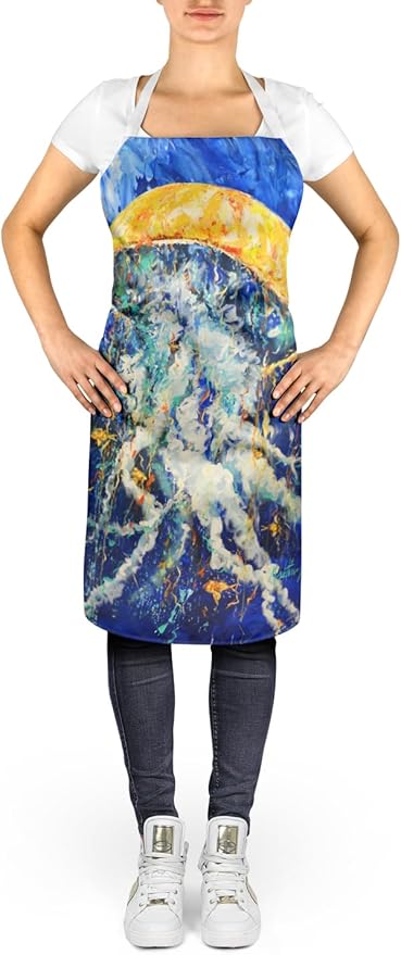 Caroline's Treasures Free Fall Jellyfish Apron Cooking Kitchen Server Baking Crafts Gardening for Adult Women Men, Unisex, Large, Multicolor
