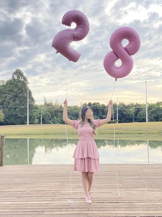 Numbers 28 Balloons, 40 In Big 28 Balloons, 28th Pearl Pink Party Decorations for Girl Boys Wedding, Engagement, Celebration Party, Graduations, Photo Shoot