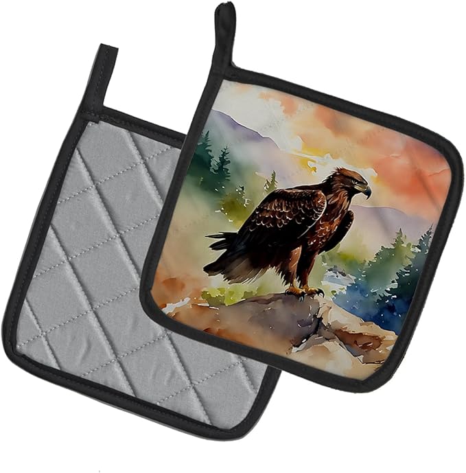 Caroline's Treasures Eagle Pair of Pot Holders Kitchen Heat Resistant Pot Holders Sets Oven Hot Pads for Cooking Baking BBQ, 7 1/2 x 7 1/2