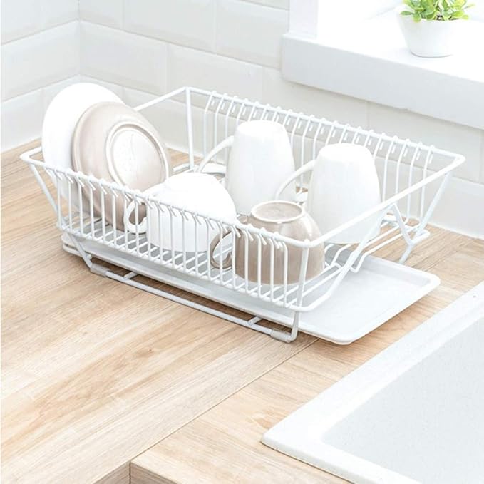 Kitchen Storage Rack Multifunction Dish Drying Rack Drainer Organizer Cups Bowl Kitchen Tools Tableware Storage Basket (Color : Black)