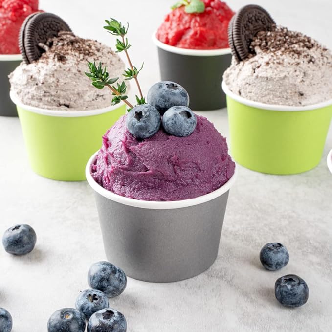 Coppetta 4 Ounce Dessert Cups, 200 Disposable Ice Cream Cups - Lids Sold Separately, Heavy-Duty, Gray Paper Frozen Yogurt Bowls, For Hot And Cold Foods, Perfect For Gelato Or Mousse - Restaurantware