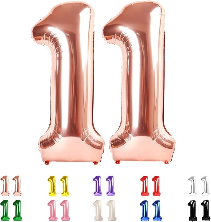 Number Balloons Big 11 11st Birthday Rose Gold Party Decorations for Women Men, 40 In 11st Balloons for Engagement, Wedding, Celebration Party, Graduations, Photo Shoot