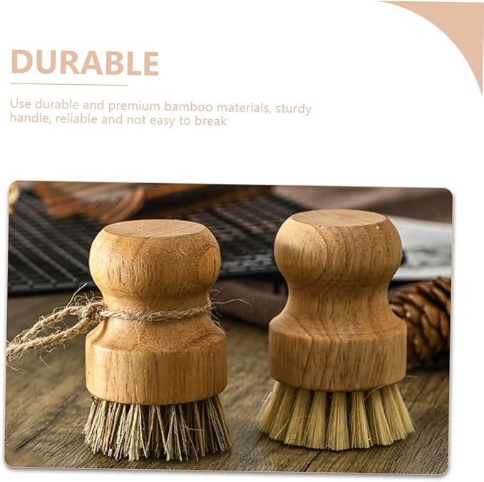 2pcs Pot and Dish Cleaning Brushes Natural Coconut Scrub Brush for Kitchen for Pots Pans Sinks and Fixtures Home Cleaning Tools
