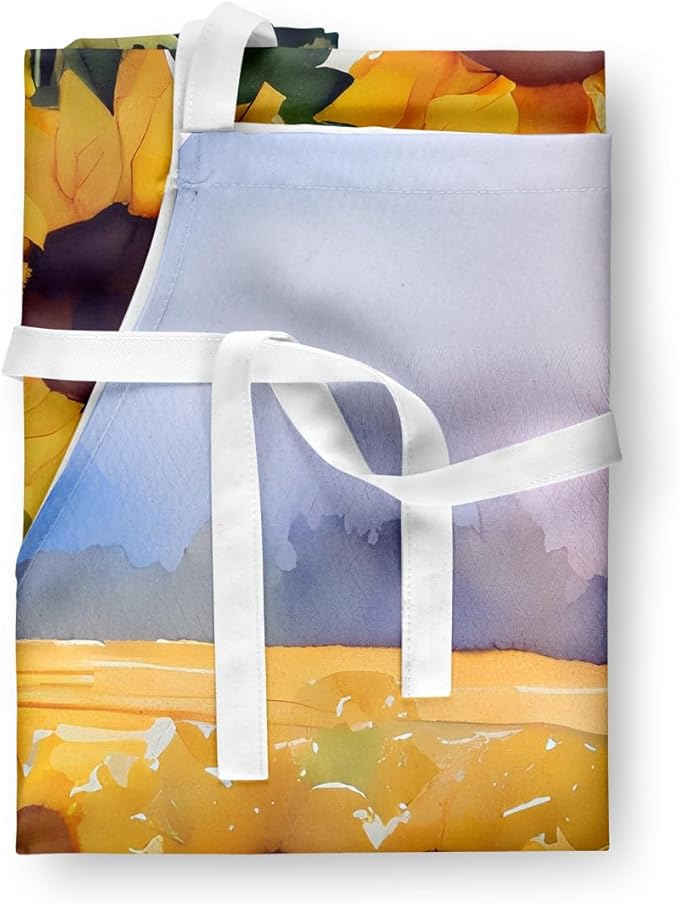 Caroline's Treasures Sunflowers in Watercolor Apron Cooking Kitchen Server Baking Crafts Gardening for Adult Women Men, Unisex, Large, Multicolor
