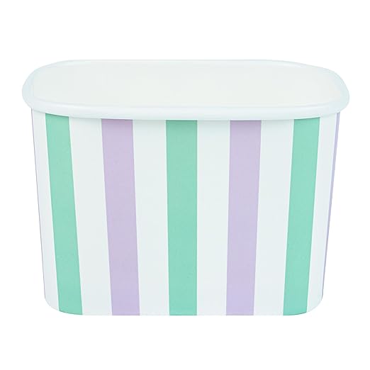 Coppetta 12 Ounce Dessert Cups, 50 Greaseproof Ice Cream Cups - Lids Sold Separately, For Hot And Cold Foods, Purple And Blue Stripe Paper Yogurt Bowls, Disposable, Sturdy - Restaurantware