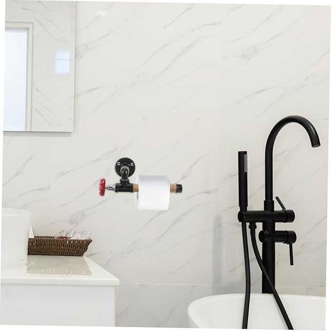 Tofficu Industrial Wall Mount Paper Towel Holder Vintage Iron Pipe Design Multi-Purpose Towel Hanger for Kitchen and Bathroom Sturdy Stainless Steel Easy Installation