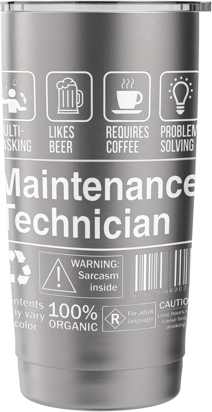 Maintenance Technician Funny Description Label Stainless Steel Insulated Tumbler