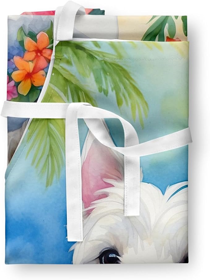 Caroline's Treasures Westie Luau Apron Cooking Kitchen Server Baking Crafts Gardening for Adult Women Men, Unisex, Large, Multicolor
