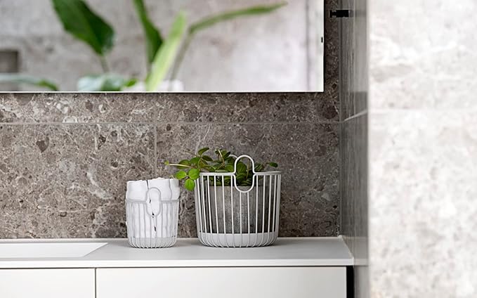Zone Denmark Inu Basket - Basket with Handles Crafted from Metal - with sleek and sturdy design - Stylish and Functional Storage for Kitchen, Bathroom, Children's Room, and Home Office- (Small)