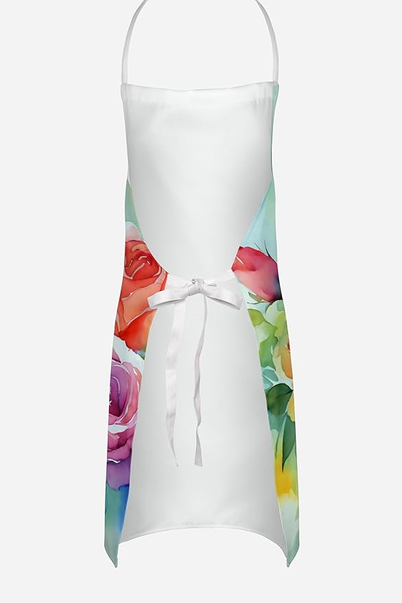 Caroline's Treasures Roses in Watercolor Apron Cooking Kitchen Server Baking Crafts Gardening for Adult Women Men, Unisex, Large, Multicolor