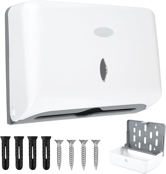 Paper Towel Dispenser, Wall Mount Commercial Toilet Tissue Dispenser, C-Fold/Multifold Paper Towel Holder, White