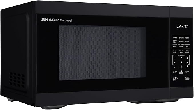SHARP Countertop Microwave Oven with Removable 12.4" Carousel Turntable, 1000 Watt, 1.1 Cubic Feet, Black