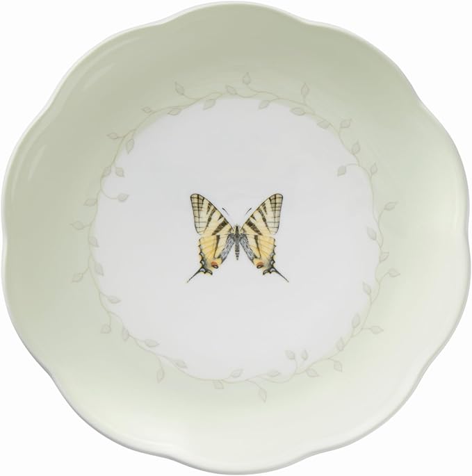 Lenox Dessert Plate Set, Lenox Butterfly Meadow Collection 4-Piece Dessert Porcelain Plates Set, Service For 4, Dishwasher & Microwavable Plate, Small Plates, 8 x 8-Inch, Spring Dishes (4 Piece)