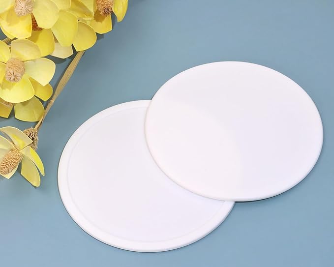 ONLYKXY 3 Pieces 3.93 Inch Silicone Coasters, Round Coasters for Drinks, Beverage Coffee Tea Coaster (White)
