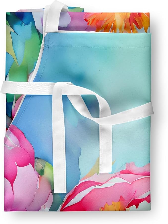 Caroline's Treasures Peonies in Watercolor Apron Cooking Kitchen Server Baking Crafts Gardening for Adult Women Men, Unisex, Large, Multicolor