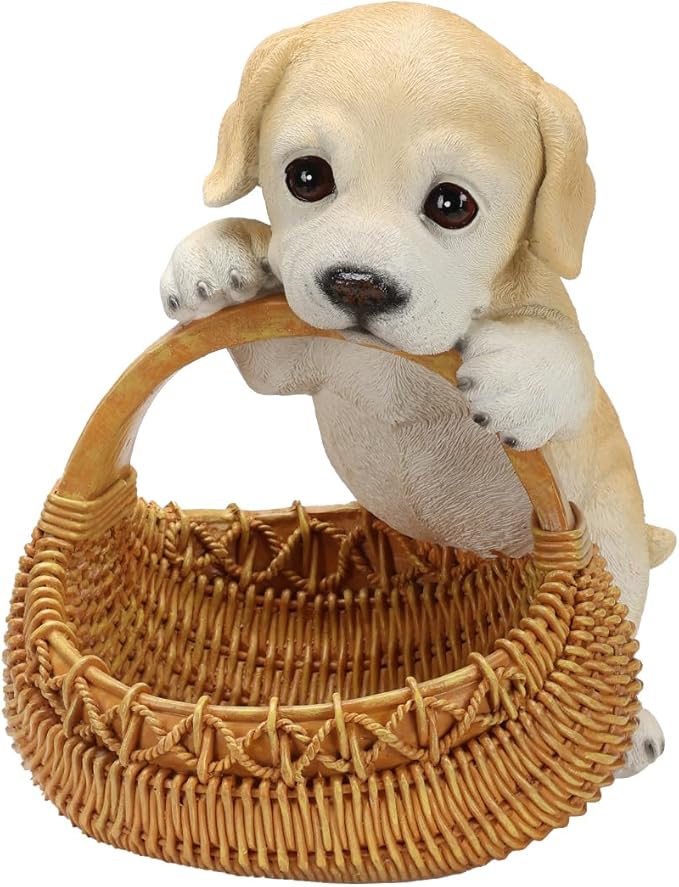 Resin Labrador Puppy Storage Basket, Decorative Catchall Tray for Keys & Candy, Desk Organizer Bowl for Home Office, Room Decor Accessories