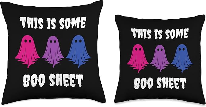 Bi Pride Halloween Bisexual LGBTQ Funny LGBT Halloween Bi Subtle Bisexual LGBT This is Some Boo Sheet Throw Pillow, 18x18, Multicolor
