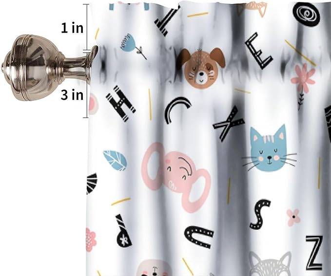 Animal Alphabet Valance, Kids Cartoon ABC Educational Learning Short Window Treatment for Kitchen Bedroom Nursery Classroom School, 54x18Inch