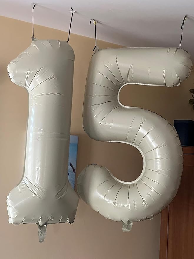 Balloons Number Five, Cream Balloon Numbers 5 for Girls Boys 40 Inch Happy Birthday Decorations for 5 15 25 2025 Graduation Wedding Anniversaries