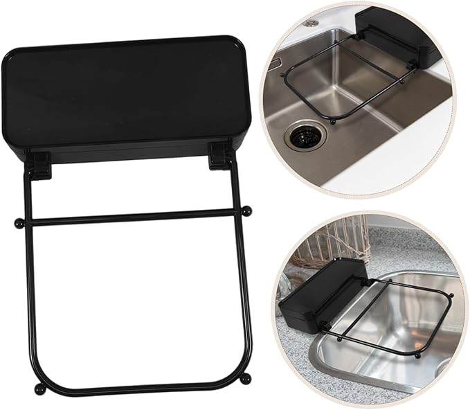 TEHAUX Kitchen Sink Strainer Rack Suction Cup Drain Net Multi-function Rack for Sink Black