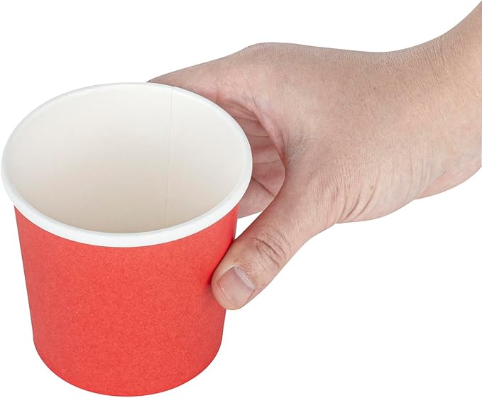 Restaurantware-Bio Tek 12 Ounce Disposable Soup Cups, 200 Microwavable Paper Soup Cups - Vented Lids Sold Separately, Hot And Cold Foods, Red Paper To Go Soup Containers, For Desserts Or Treats