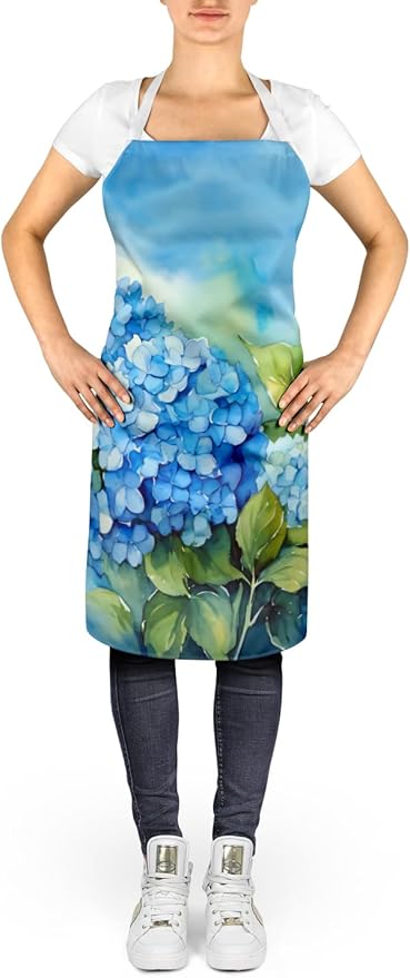 Caroline's Treasures Hydrangeas in Watercolor Apron Cooking Kitchen Server Baking Crafts Gardening for Adult Women Men, Unisex, Large, Multicolor