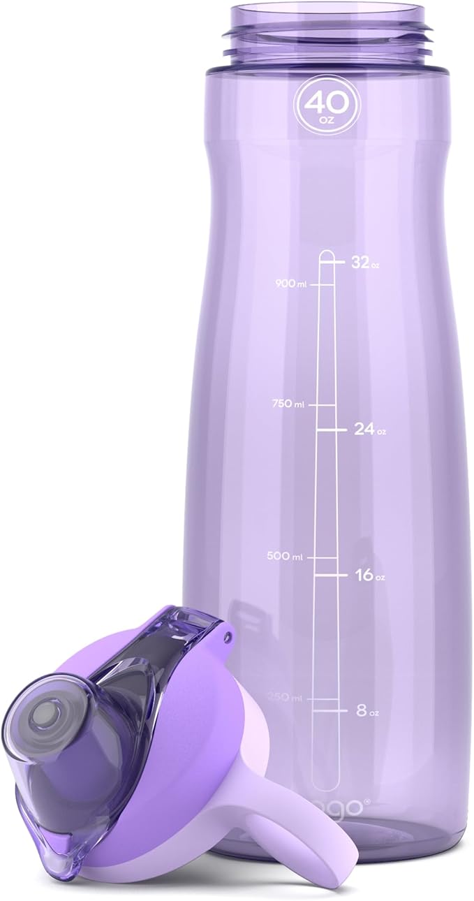 Pogo Plastic Water Bottle with Chug Lid and Carry Handle, Reusable, BPA Free, Dishwasher Safe, Perfect for Travel, School, Outdoors, and Gym | 18oz, 32oz, 40oz, 64oz