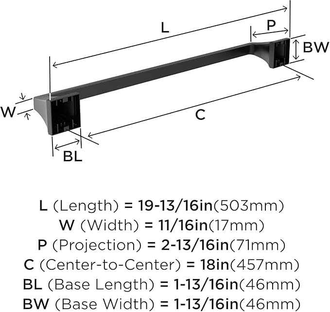 Amerock BH36023MB | Matte Black Towel Bar | 18 in (457 mm) Towel Rack | Mulholland | Bathroom Towel Holder | Bathroom Hardware | Bath Accessories