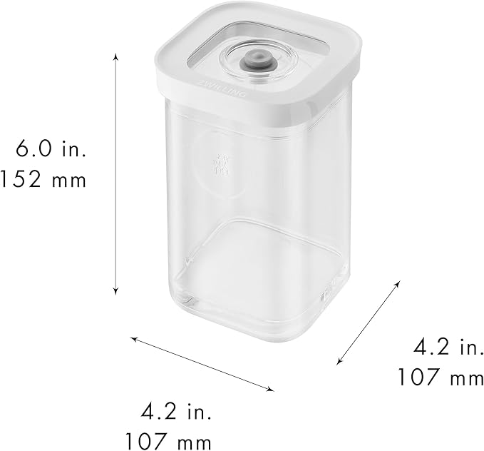 ZWILLING Fresh & Save Cube Boxes, Plastic, Airtight Dry Food Storage Container, Small Medium Height Cube, 2S Container, .87-qt