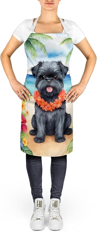 Caroline's Treasures Affenpinscher Luau Apron Cooking Kitchen Server Baking Crafts Gardening for Adult Women Men, Unisex, Large, Multicolor