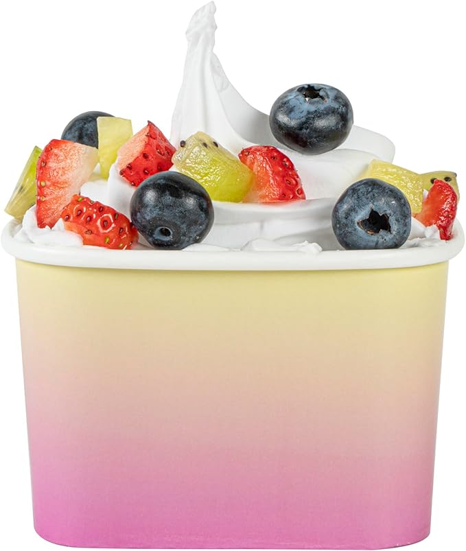 Coppetta 12 Ounce Dessert Cups, 50 Greaseproof Ice Cream Cups - Lids Sold Separately, For Hot And Cold Foods, Orange And Blue Ombre Paper Yogurt Bowls, Disposable, Sturdy - Restaurantware