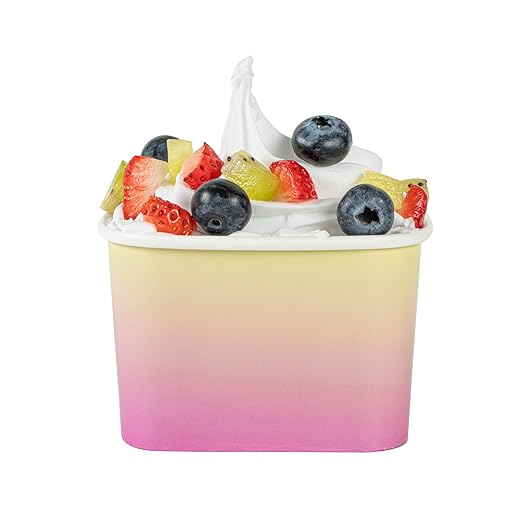 Coppetta 12 Ounce Dessert Cups, 200 Greaseproof Ice Cream Cups - Lids Sold Separately, For Hot And Cold Foods, Orange And Blue Ombre Paper Yogurt Bowls, Disposable, Sturdy - Restaurantware