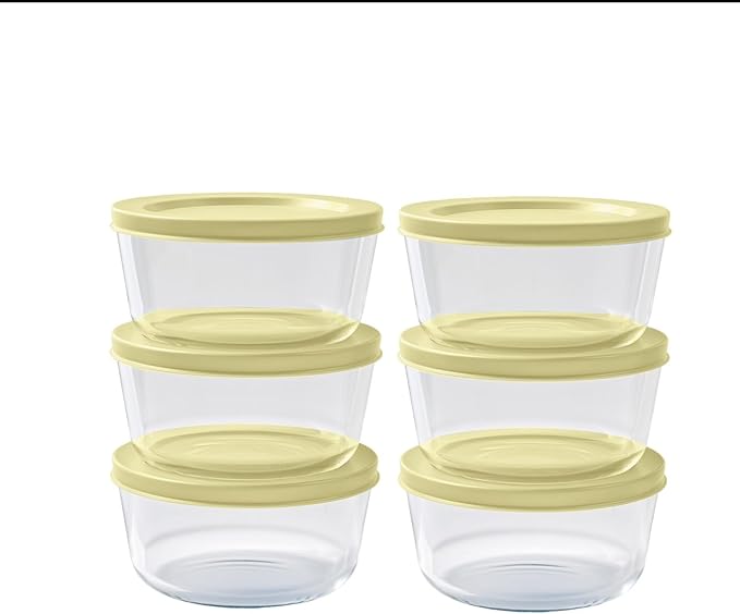 DURA LIVING 12-Piece Glass Food Storage Containers Set (6 Containers + 6 BPA-Free Lids) | 2-Cup, Leakproof | Microwave, Freezer, Oven & Dishwasher Safe | Ideal for Meal Prep & Pantry Organization