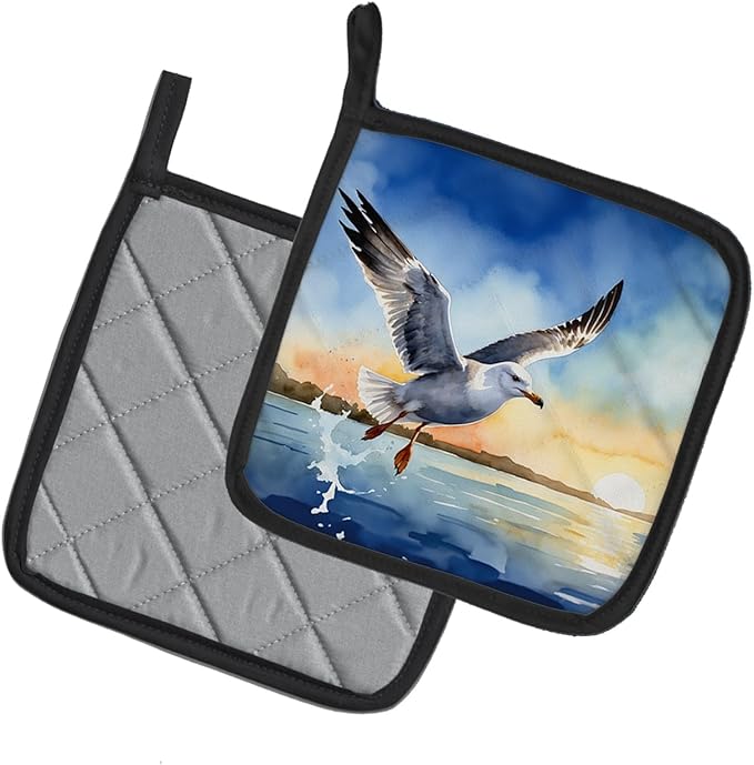 Caroline's Treasures Gull Flying Low Pair of Pot Holders Kitchen Heat Resistant Pot Holders Sets Oven Hot Pads for Cooking Baking BBQ, 7 1/2 x 7 1/2