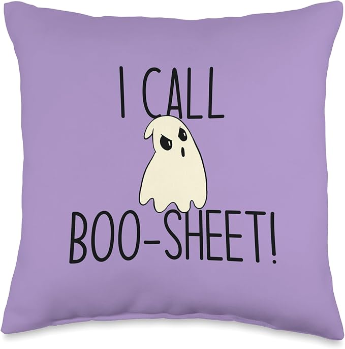 I Call Boo-Sheet! Funny Halloween Angry Ghost Meme Throw Pillow