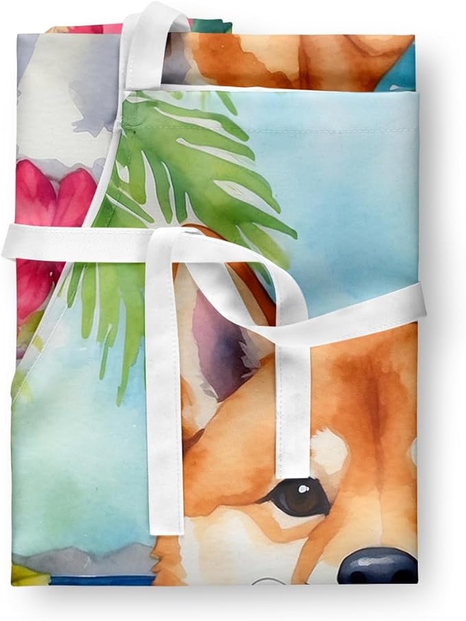 Caroline's Treasures Shiba Inu Luau Apron Cooking Kitchen Server Baking Crafts Gardening for Adult Women Men, Unisex, Large, Multicolor