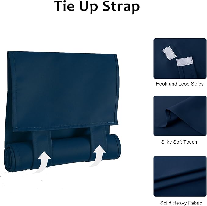 WdFour Small French Door Curtains with Silky Feel Thermal Insulated Noise Reducing Blackout Curtains for Glass Door Office (12W x 70L, 1 Panel, Navy Blue)