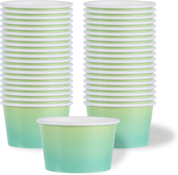 Restaurantware Ice Cream Cups 50 Pack of 8 oz Leak-Resistant Disposable Dessert Bowl Frozen Yogurt Cup Round Paper Container For Cold And Hot Desserts