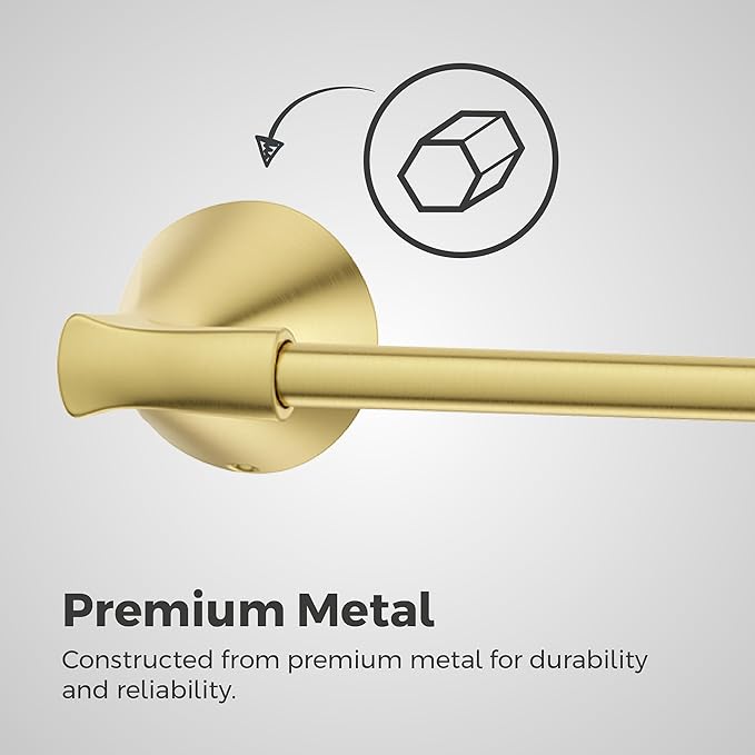 Pfister Willa Bath Towel Bar for Bathroom, 24-Inch, Wall-Mounted, Screw-in, Brushed Gold Finish, BTBWLL2BG