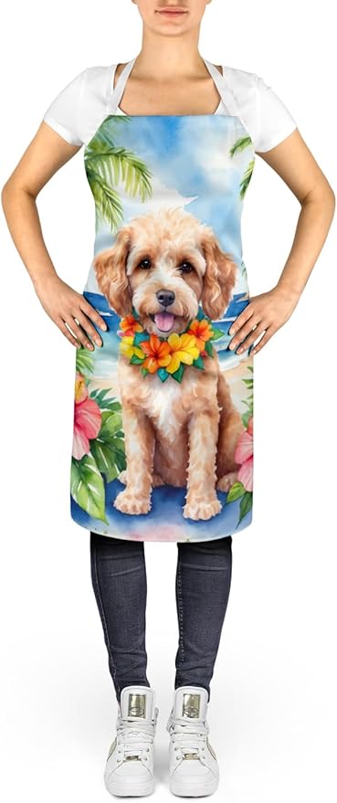 Caroline's Treasures Cockapoo Luau Apron Cooking Kitchen Server Baking Crafts Gardening for Adult Women Men, Unisex, Large, Multicolor