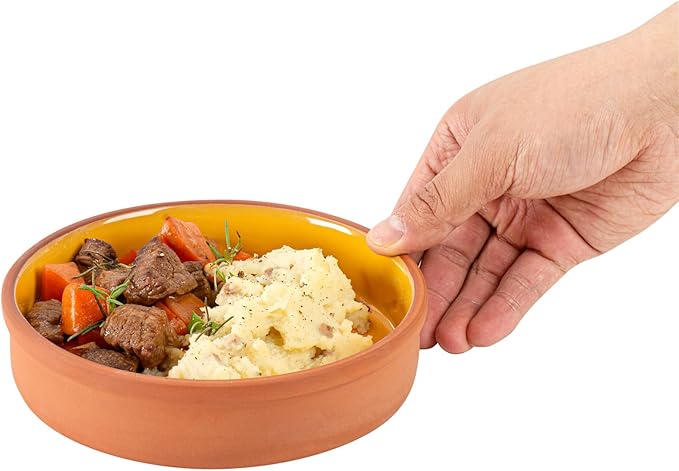 Restaurantware Terracotta Cazuela Bowls 2 Pack of 15 oz Durable Rustic Serving Dish Glazed Oven-Safe Bowl Freezer-Safe Tapas Dish Microwave-Safe Dishwasher-Safe